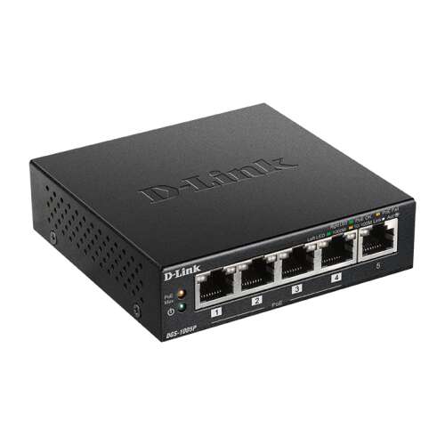 D-Link DGS-1005P/E 5-Port Gigabit Ethernet Switch mit 4x PoE+ Ports