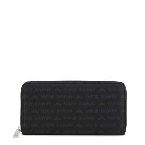 Portofel Armani Jeans negru cu fermoar și imprimeu logo pe toată suprafața - Accesorii pentru femei