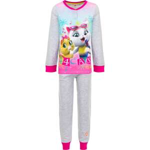 Pijamale pentru fete 44 Cats, cu mâneci lungi, gri și roz, cu un imprimeu cu personajele din serial - Pijamale pentru copii, cămăși de noapte