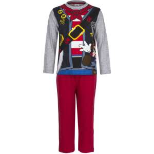 Pijamale pentru băieți cu Mickey Mouse pirat, pantaloni roșii, tricou gri, mâneci lungi - Pijamale pentru copii, cămăși de noapte