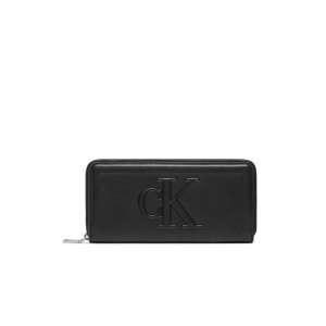 Portofel Mare de Dama Rzeźbiony Zamek Błyskawiczny Wokół Lamówki K60K610348 19 x 9.5 x 2.5 cm Negru 108771278 - Calvin Klein