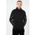 GUESS men's black half-zip sweater with side pockets, front view