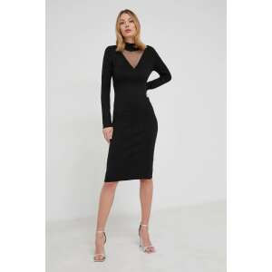 Czarna sukienka midi z przezroczystym panelem, Guess - Guess