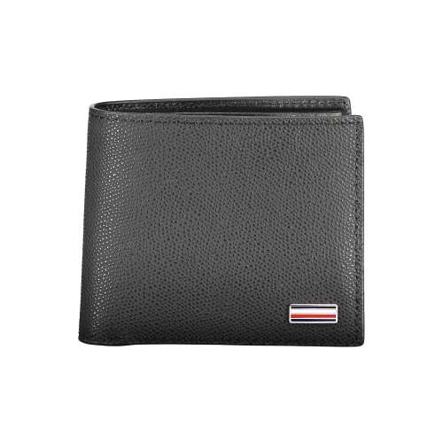 Tommy Hilfiger Herren Geldbörse aus schwarzem Leder, Vorderansicht