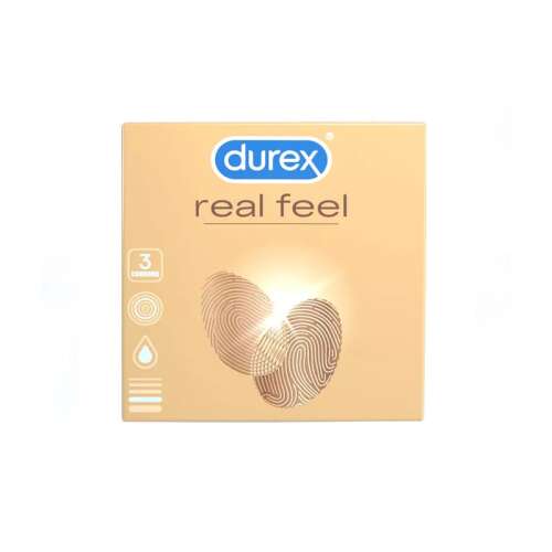 Durex Real Feel óvszerek, 3 darabos csomag, latexmentes, természetes érzés