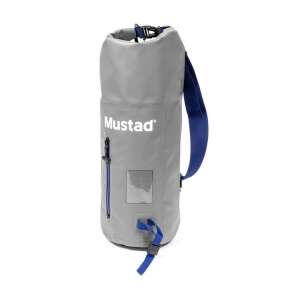 Mustad Daybreak 40L vízálló hátizsák szürke és kék színben, horgászathoz és szabadtéri tevékenységekhez - Egyéb táska