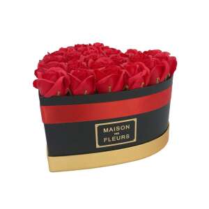 Rózsa Box szív alakú 25 szál fekete - vörös 39224667 Ajándék ötletek Valentin-napra