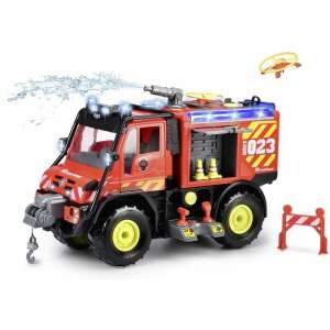 Dickie Toys Mercedes-Benz Unimog U530 Пожарна кола, червена пожарна кола с водна пушка, светлини и звуци, играчка за деца - Игра кола