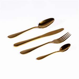 TOO KT-402 G Spark 16 részes arany evőeszköz készlet, rozsdamentes acél, modern dizájn - Evőeszköz