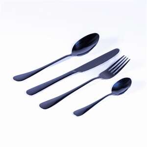 TOO KT-401 Family evőeszköz szett, 16 darab, fekete rozsdamentes acél, ferde nézet - Evőeszköz