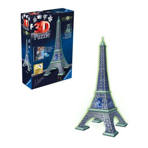 Ravensburger 3D Eiffel-torony puzzle, sötétben világító, 216 darabos