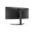 Заден изглед на извит монитор LG UltraWide 34 инча, показващ стойката и логото на LG