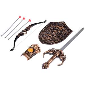 Zestaw Lovag Jelmez Készlet: zabawkowy miecz, tarcza, łuk i strzały - Ramiz Kostium dla dzieci