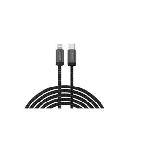 Cablu Devia Gracious Series USB-C la Lightning, cablu negru impletit - Devia