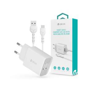 Devia Smart Series Ladegerät Set mit Micro-Kabel, 2xUSB Netzladegerät Adapter mit 1m Micro-USB-Kabel, 5V/2.4A, weiß - Devia