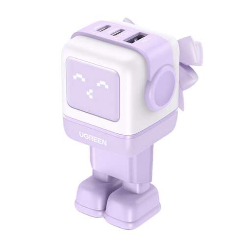Ładowarka Ugreen Nexode RG 65W Robot GaN z 2 portami USB i USB-C - Liliowy