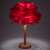 Red feather table lamp with wooden base