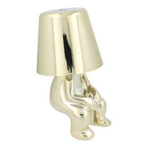 GOLD MAN desk lamp, model 2, gold, sitting, resin, LED, touch control, USB charging - OEM Table Lamp