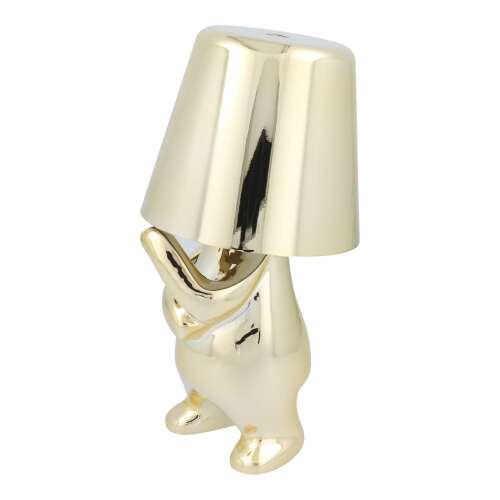 GOLD MAN table lamp model 3, gold resin desk lamp with a unique design, standing bear figure with a lampshade