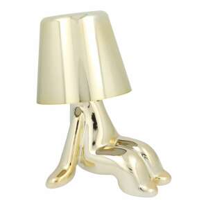 GOLD MAN table lamp, model 6, gold, sitting figure, resin, LED, touch control, USB charging - OEM Table Lamp