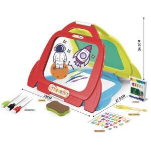 Manyuk Toys 4 w 1 tablica do rysowania z akcesoriami, 14 elementów, wielofunkcyjna sztaluga dla dzieci, zawiera tablicę kredową, tablicę białą, przezroczystą tablicę oraz magnetyczne litery i cyfry - Manyuk Toys