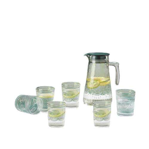Cheffinger 6-teiliges Glas-Tumbler-Set mit Krug, perfekt zum Servieren von Wasser, Saft, Limonade oder Cocktails