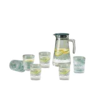 Set de 6 pahare din sticlă Cheffinger cu carafe, perfect pentru servirea apei, sucului, băuturilor răcoritoare sau a cocktailurilor - Ulcioare