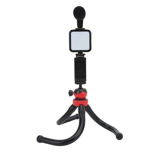 Vlogger Készlet AY-49H, flexible tripod with phone holder, LED light and microphone
