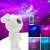 Astronaut 3D projector night light with Bluetooth speaker and remote control, showing different light effects and music notes