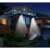 Two solar powered motion sensor lights illuminating a house entrance at night, BK-120B