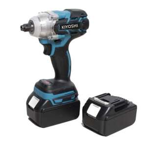 Kiyoshi 88V Cordless Impact Wrench, blue and black, with two batteries and charger - Sumker Drill and Screwdriver