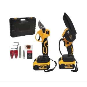 THO M-9034 Cordless Chainsaw and Pruning Shears Set with 2 Batteries, 36V, includes carrying case, spare blades, and accessories - Pruner