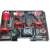 Kimiyo 3-piece cordless power tool set in carrying case, includes drill, impact driver, and angle grinder