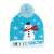 Blue and white knitted winter hat with a snowman and 'Let it snow' text, featuring LED lights, perfect for Christmas parties and winter activities