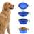 Linomag® Collapsible Silicone Pet Bowl, Blue, 650ml, dog using the bowl