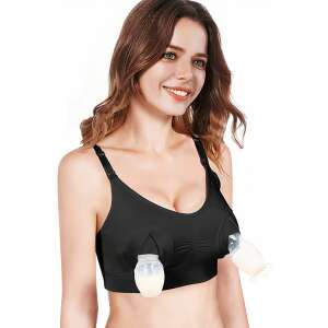 Black hands-free pumping bra with breast pump attached, Linovit - Babies & Toddler