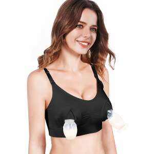 Linovit Nursing Bra, Compatible with All Breast Pumps, Adjustable, Size XL-XXL, Black