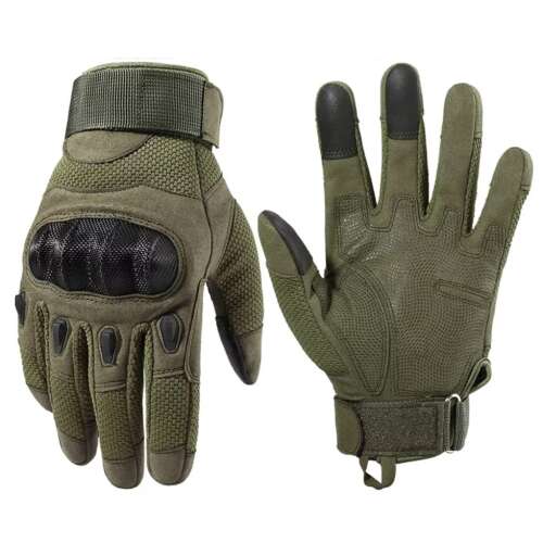 Green tactical gloves with touchscreen capability, L size