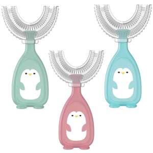 Children's Silicone U-Shaped Toothbrush, Food-Grade Silicone, High-Temperature Resistant, 2-12 years - Light Blue