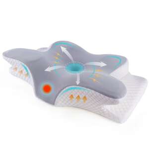 Linomag® nyaki ortopédiai alvópárna, memóriahab, mosható huzat, nyak-, váll- és kartámasz, szürke/fehér, 62 x 41 x 11-13 cm