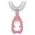 Linovit U-förmige Silikon-Zahnbürste für Kinder, Pinguin-Design, rosa, 2-12 Jahre