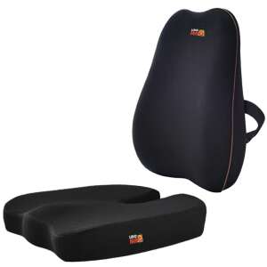 2 Linomag® Orthopedic Pillow Set, Full Lumbar Pillow and Memory Foam Coccyx Support Cushion, Black