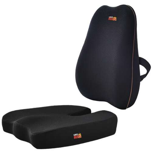 Linomag® orthopedic memory foam pillow set, full lumbar pillow and coccyx support pillow, black