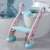 Linomag® WC reducer with ladder for kids, adjustable height, foldable, pink and blue, placed on a toilet