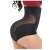 Black high waist shaping panty with mesh inserts, side view, showing shaping effect