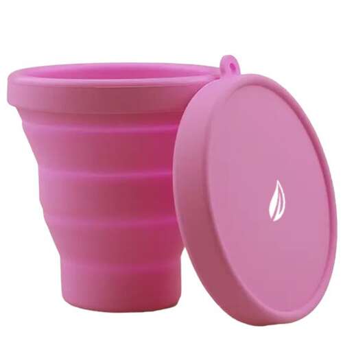 Linovit® Menstrual Cup Sterilizer, pink, 230 ml, silicone, foldable, with lid