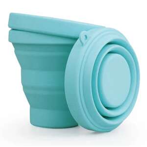 Linovit® Menstruationstasse Sterilisator, türkis, 230 ml, Silikon, faltbar, reisefreundlich, BPA-frei, mikrowellengeeignet - Menstruationstasse