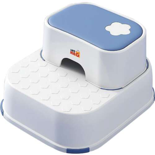 Linomag® 2-in-1 Zweistufen-Sitzerhöhung für Kinder, multifunktional, für WC, Bad und Küche, weiß/blau