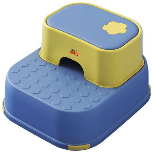 Linomag® 2 in 1 two-step stool, multi-functional, for toilet, bathroom and kitchen, light blue / yellow