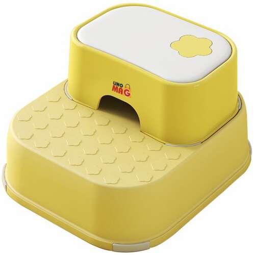Linomag® 2 in 1 two-step stool, multi-functional, for toilet, bathroom and kitchen, yellow / white